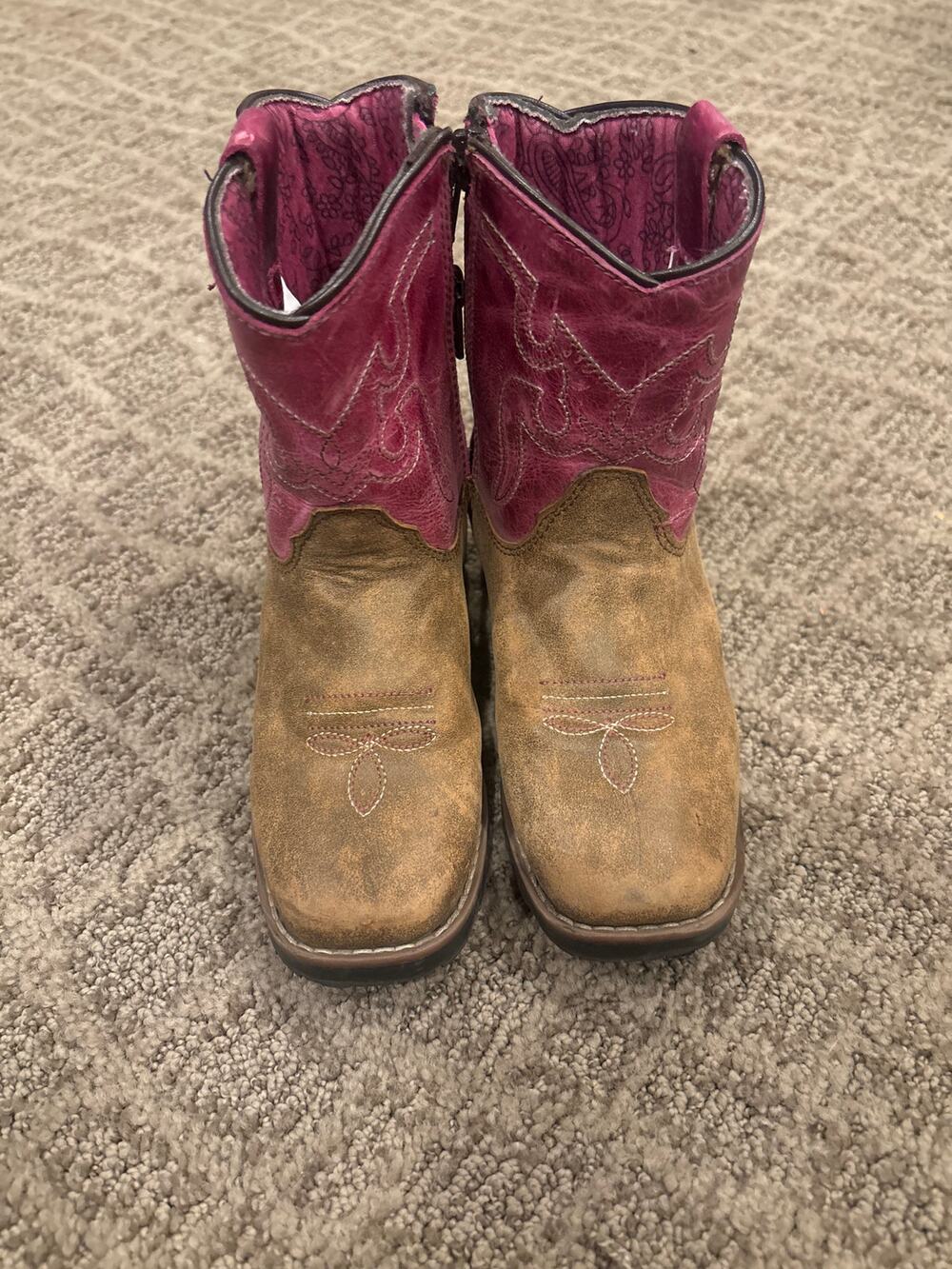 Shyanne Girls Cowboy Boots Size 10D Pink Tan Western Boots Boot Barn